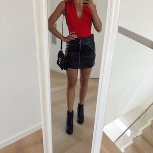Party red bodysuit low v cut. Zara. Size S